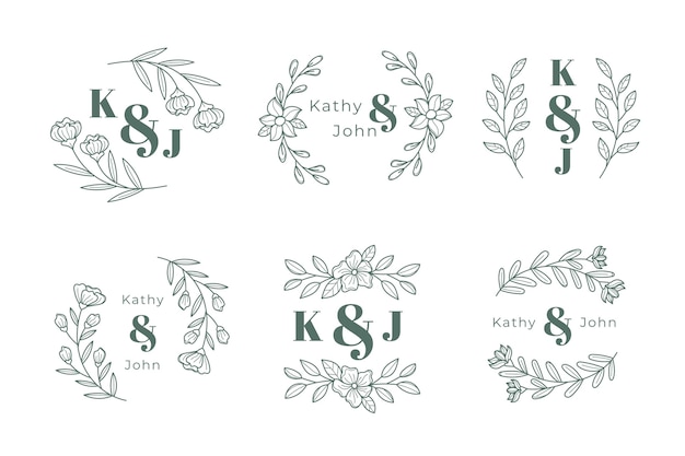 Free vector wedding monogram logo collection
